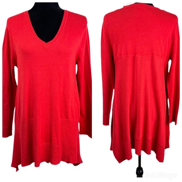 NWT Westbound Red Asymmetrical Soft Sweater Tunic - Picture 1 of 16